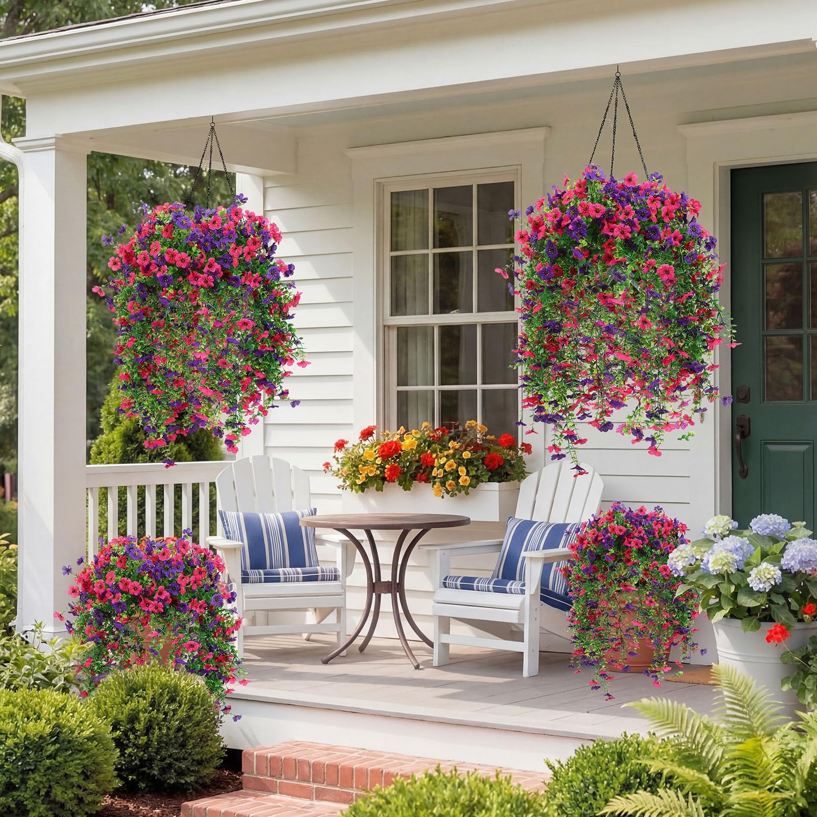 4 Pcs 30In Artificial Hanging Flowers for Outdoor Planter 156 Branches Traili…