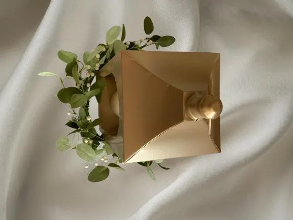Gold Lantern Centerpiece With LED Candle Faux Greenery With Berries 15″X10″