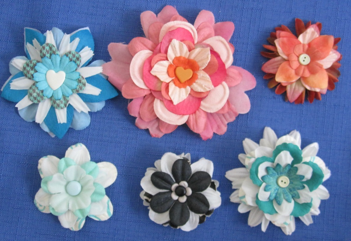 #7 Lot-44 Medium Layers Used Mulberry Flower Petals 1-3″ Brads Multiple Colors