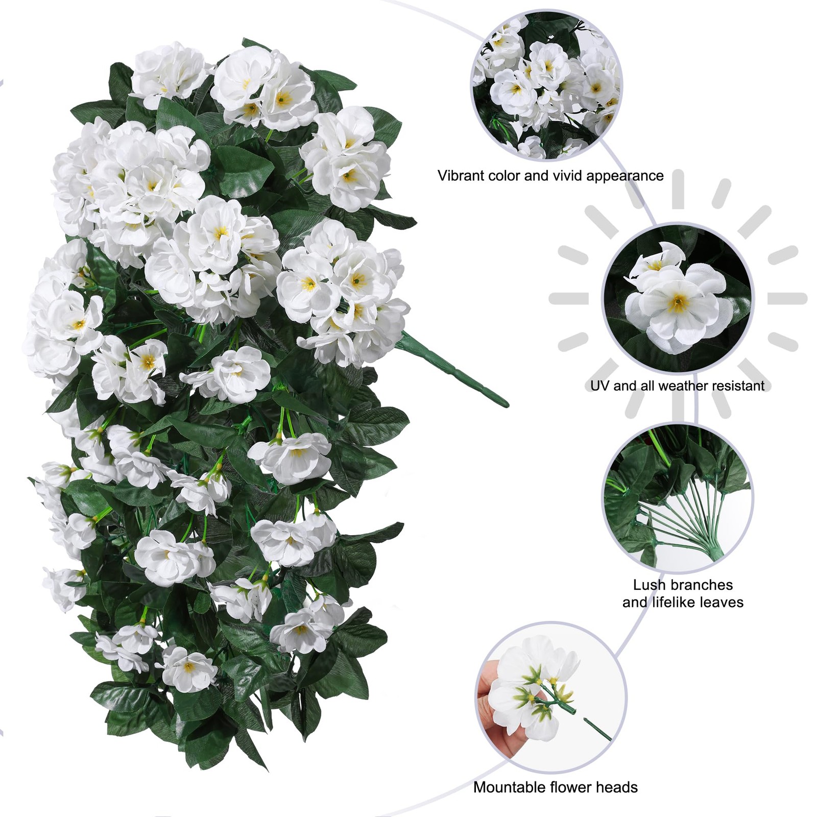 Artificial Fake Hanging Flowers Geraniums for Outdoors Spring Outside Decor, …