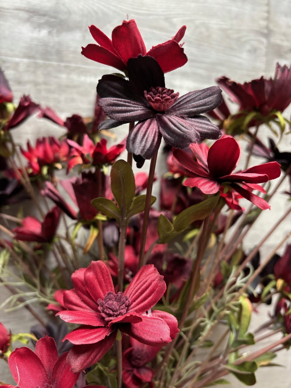 NEW Pottery Barn Faux Long Stem Red Burgundy Fall Floral Cosmos Bundle XL NWT