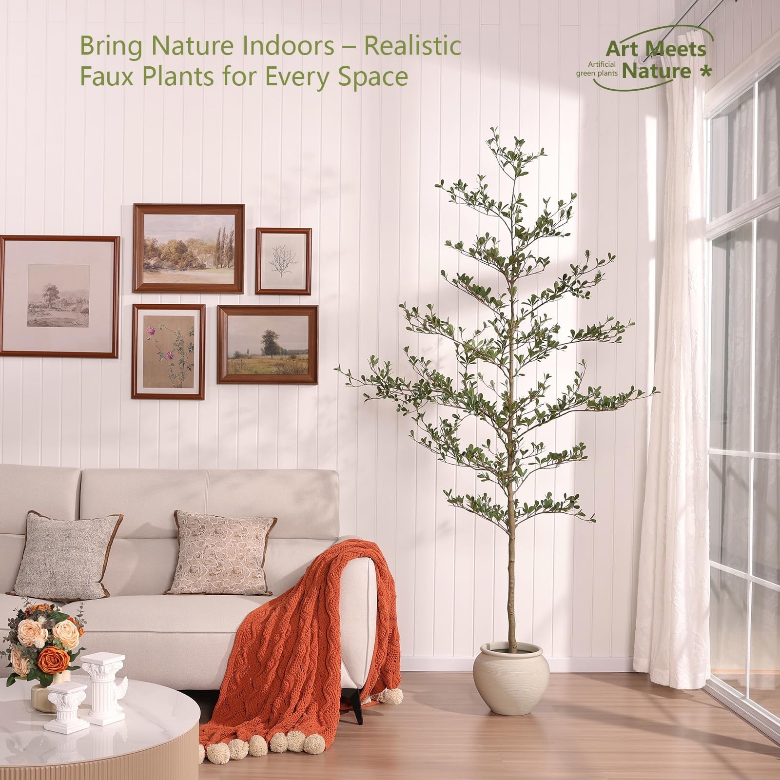Verinatural 6ft Shady Lady Faux Tree, Artificial Black Olive Tree XYHGL210cm-1