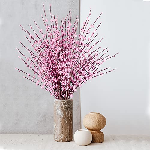 10 Pcs 29.5’’ Long Artificial Jasmine Flowers Tall Fake Flower Bouquet Pink
