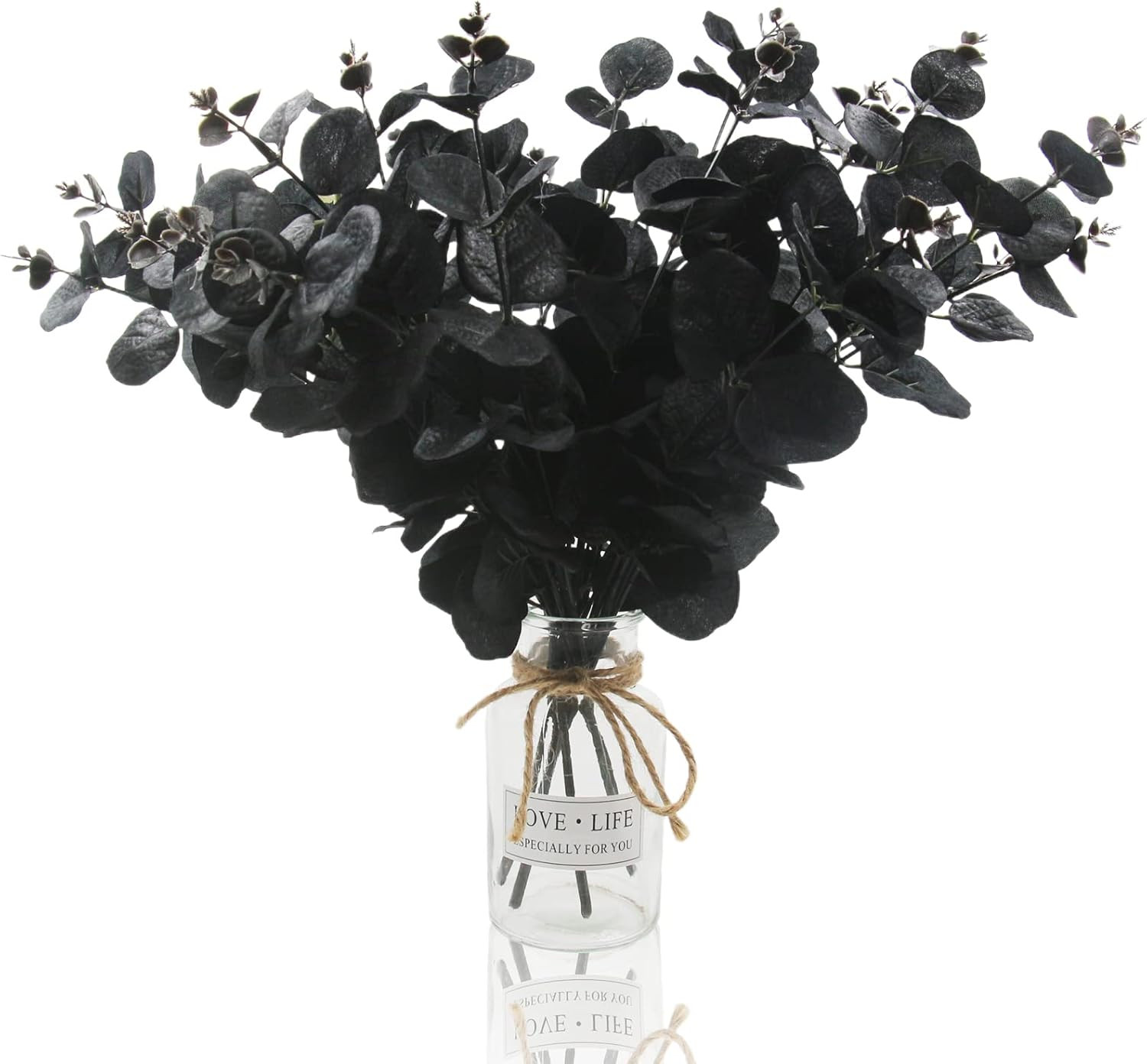 6 Pcs Artificial Black Eucalyptus Stems, 14″ Eucalyptus Leaves Branches Bouquet
