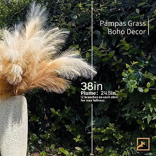 7-Pcs 38″/3.1FT Faux Pampas Grass Large Tall 38in 7pcs Beige & Coffee & Brown
