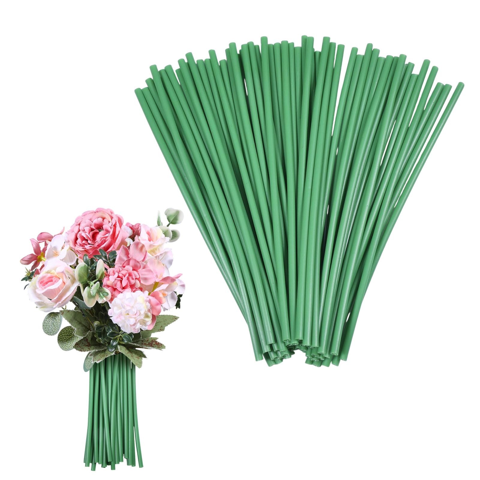 100Pcs Green Tubing Roll Flower Tubes Floral Bouquets Florist Bundling Wire S…