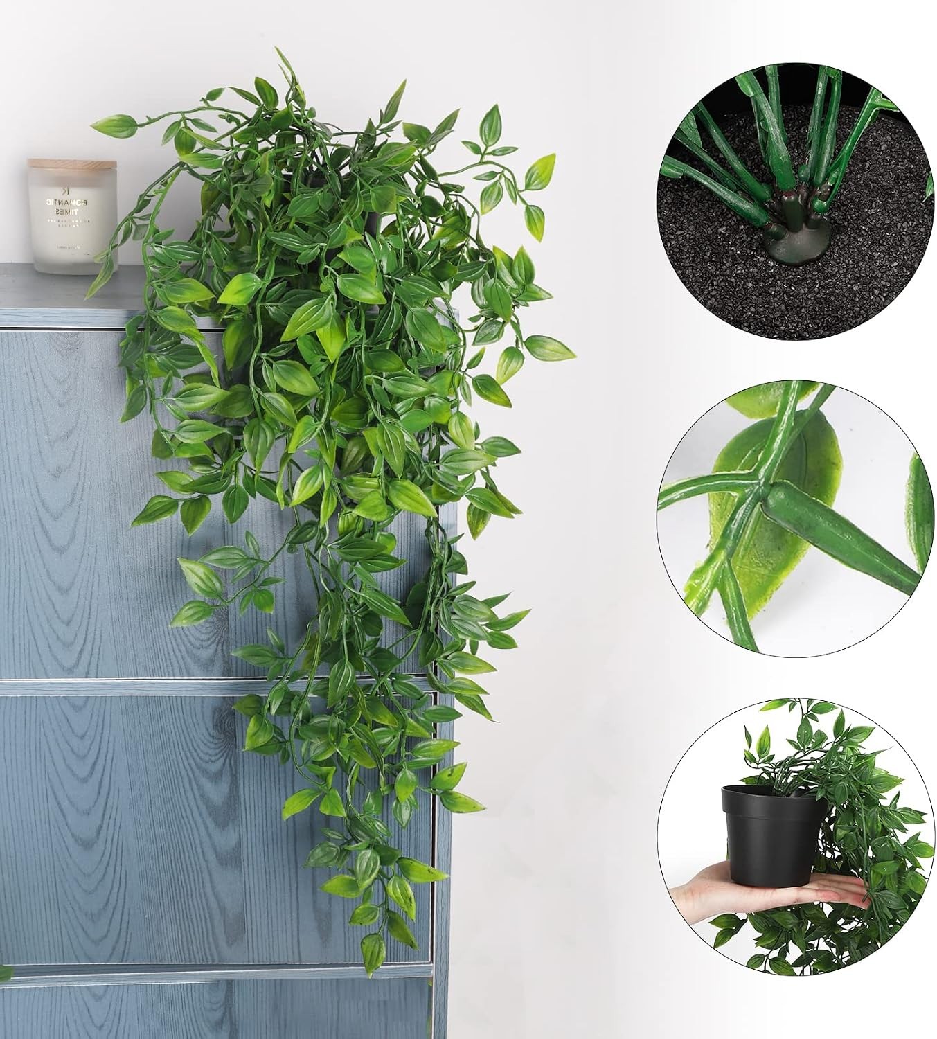 Fake Hanging Plants Artificial Potted Plant Indoor Outdoor Aesthetic Shelf Decor