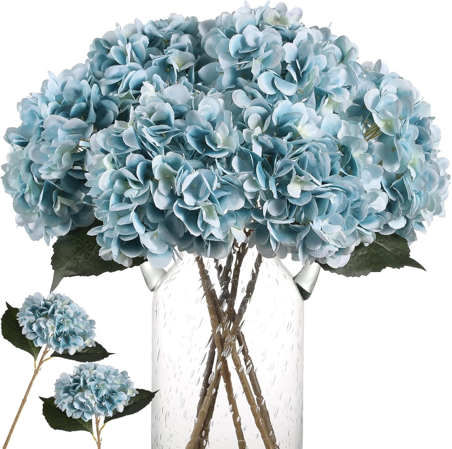 Charming Blue Silk Hydrangea Flowers – 6pcs Set for Elegant Floral Arrangements