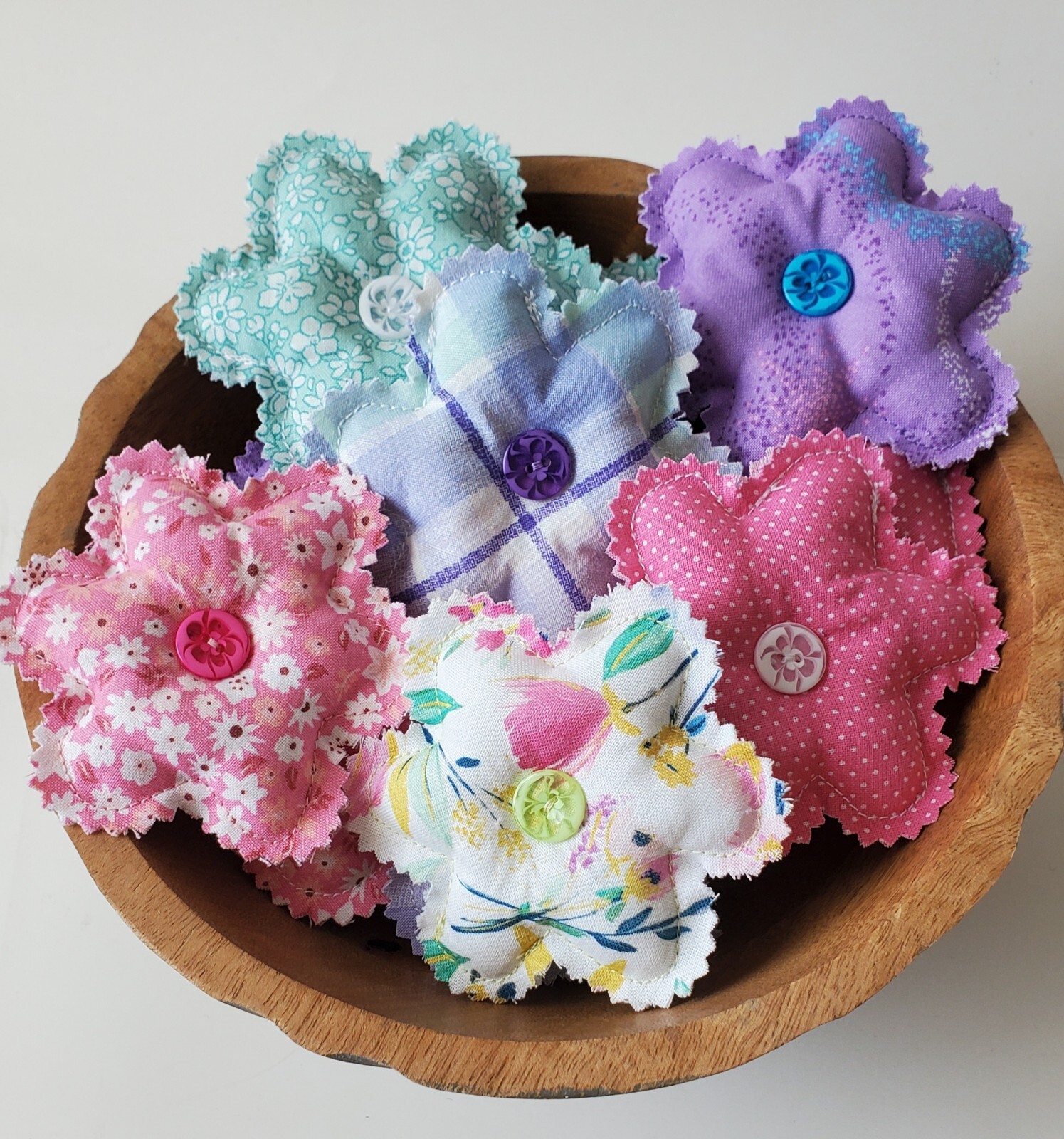 Fabric flowers, Floral bowl fillers, stuffed flower, Tiered Tray Decor