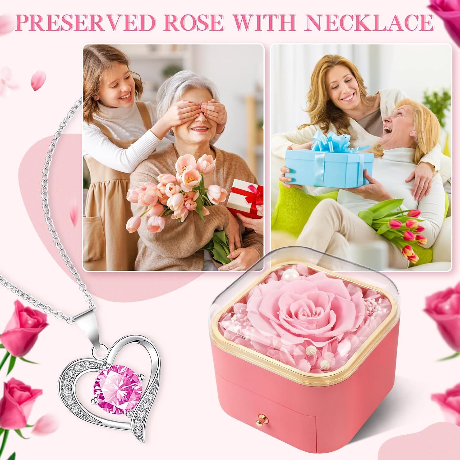 Beferr Womens Day Gifts for Her Women Birthday Gifts Preserved Real Rose wit