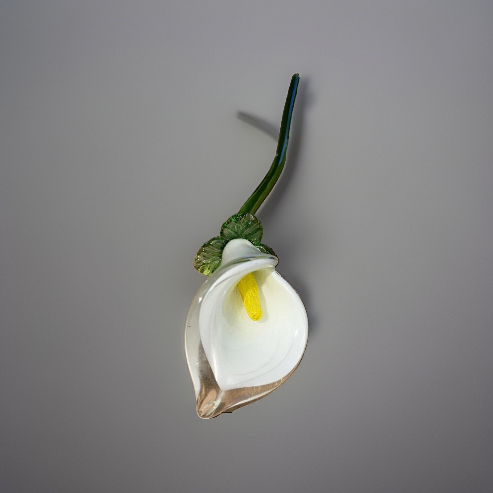 Glass Lily Glass Long Stem White Calla Lily Flower Decoration 14”