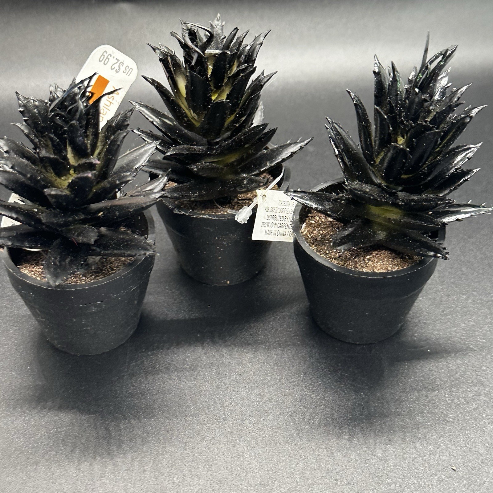 25 Mini Artificial Succulent Plant Lot Potted Black Green Purple Halloween Craft