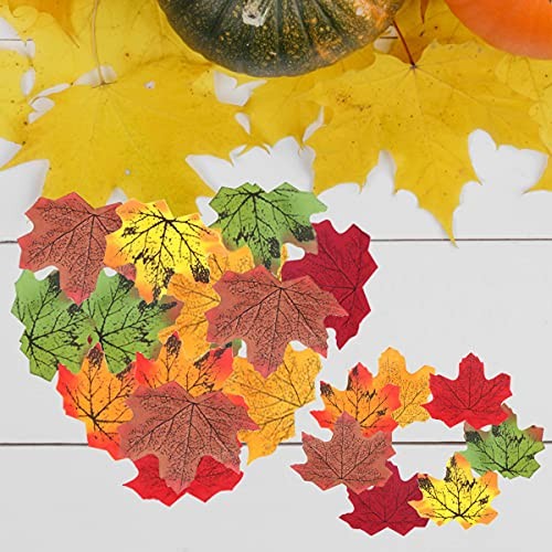 500Pcs Artificial Maple Leaves Autumn Fall Leaves Bulk Faux Dark Green Red