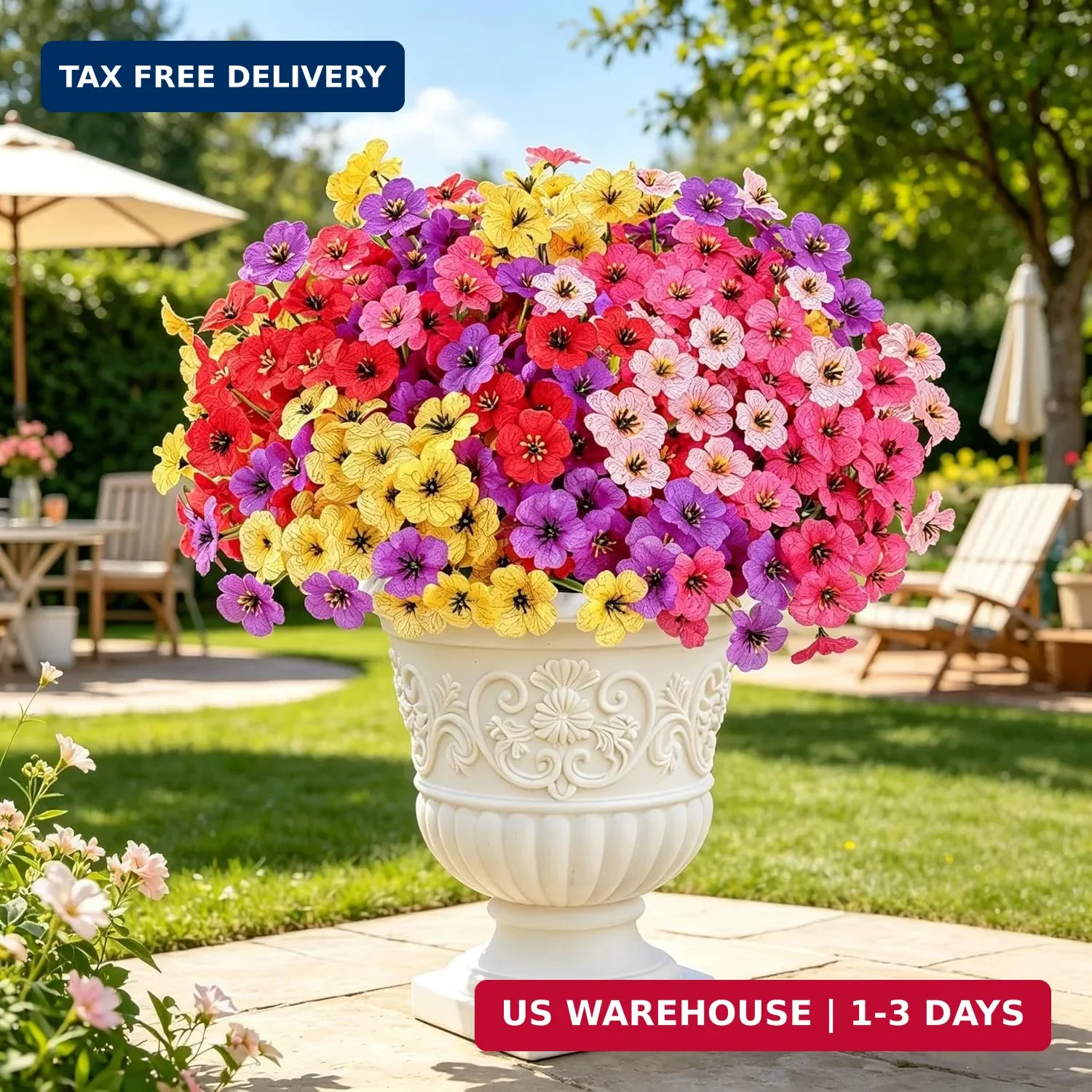 AmyHomie 20 Bundles Artificial Flowers for Outdoors, UV Resistant Fake Flowers N