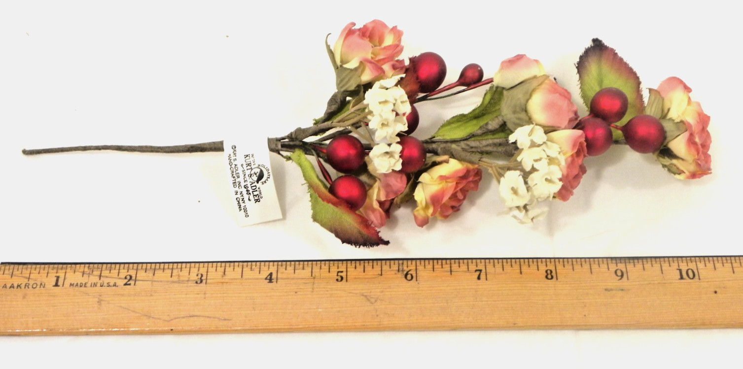 6 Holiday Floral Picks Red Holly Berries Flowers and Leaves 10″ – Kurt S Adler