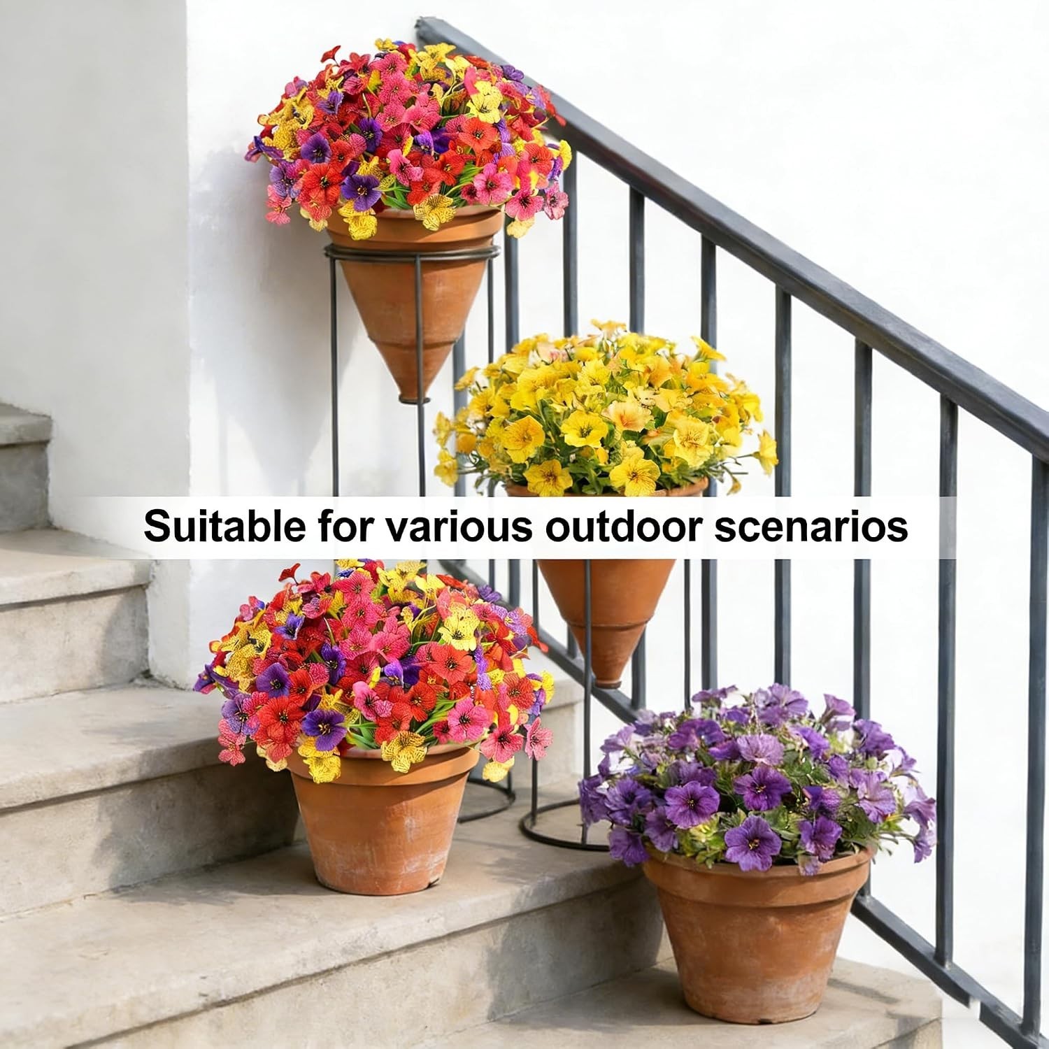 Stylish 16 Bundles of UV Protected Artificial Flowers for Garden & Home Décor