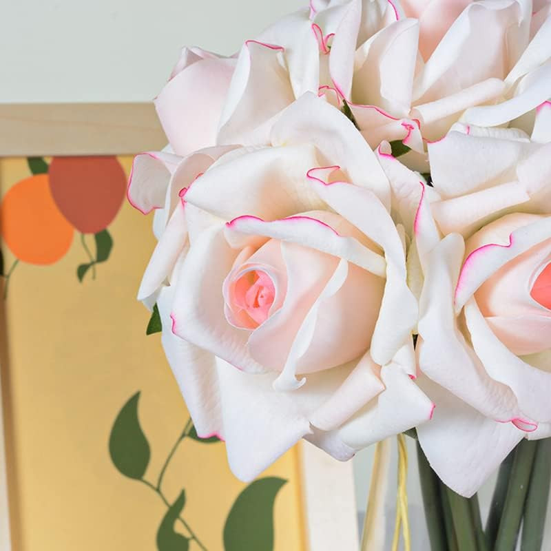 6 Pcs Artificial Rose Flowers Real Touch Silk Rose 10.2 Inch Single Stem Roses f