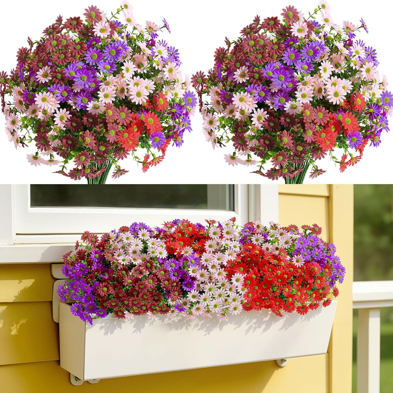 Alupssuc 20 Bundles Artificial Daisies Flowers Fake Plant for Indoor Outdoor Dec