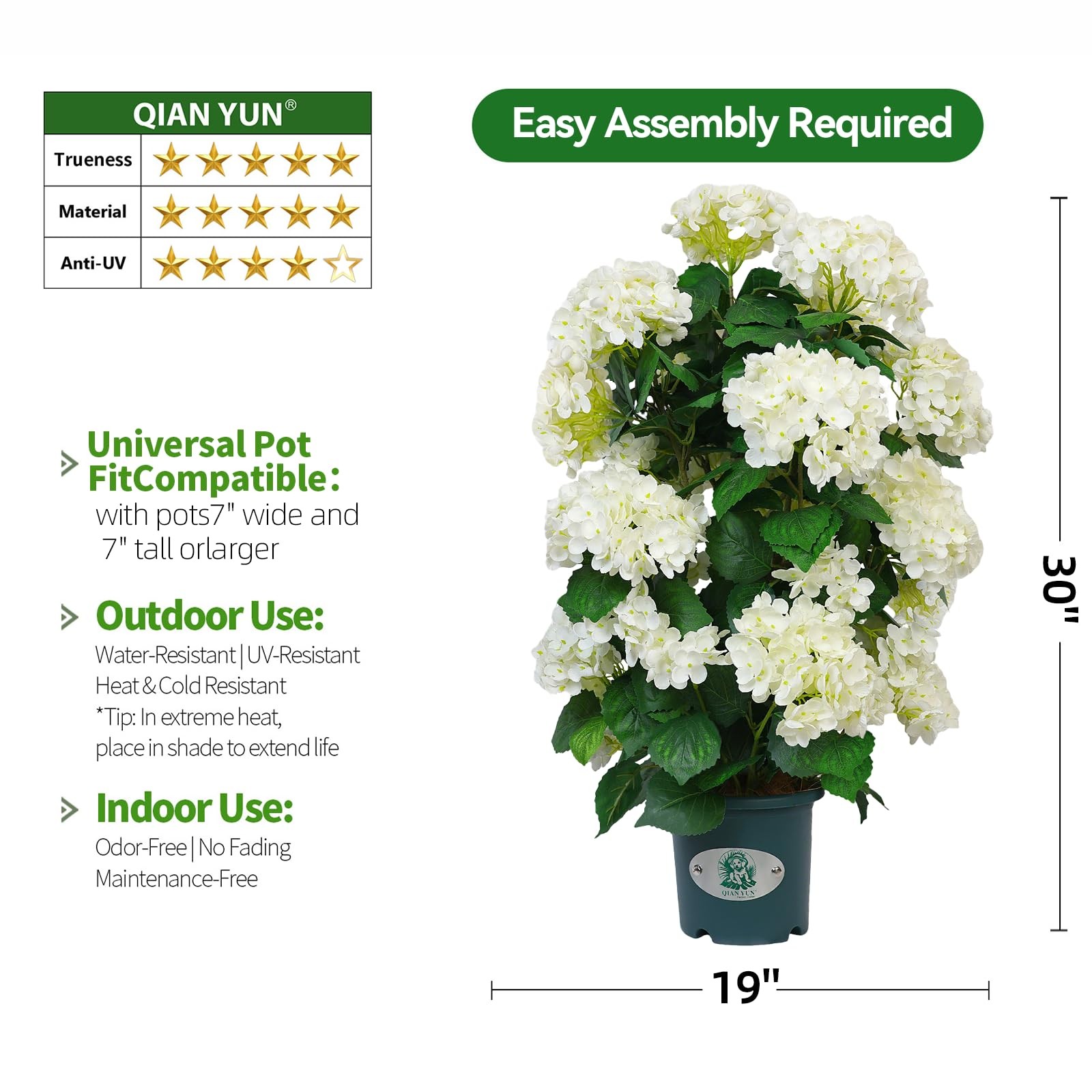 Faux Hydrangea Tree 30″ Tall (2 Pack), Artificial Hydrangea Plant in Pot with…
