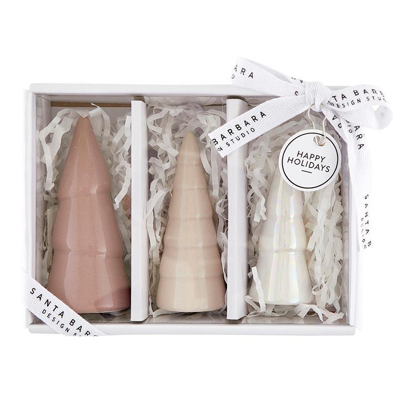 Holiday Ceramic Tree Set Blush Set of 3 Size 6.75in x 4.75in x 2in Lot of 3