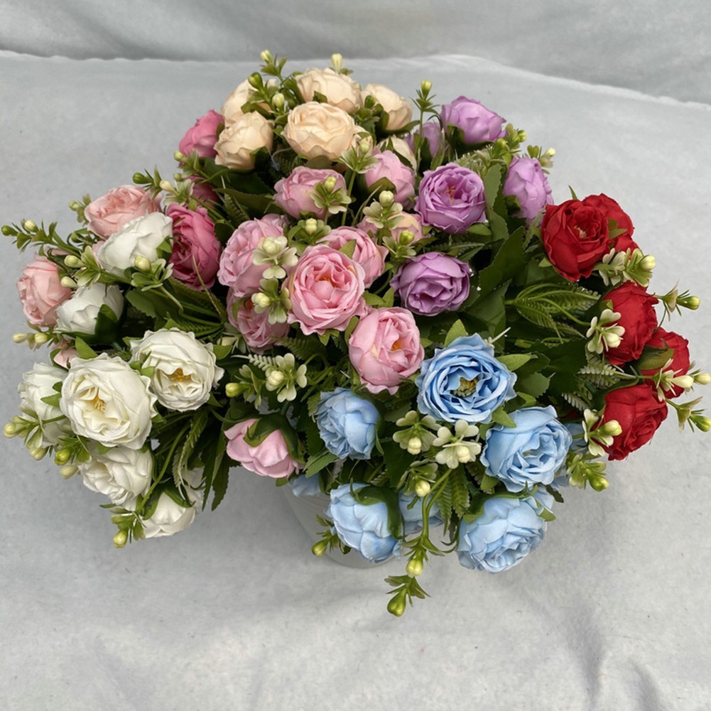 Vibrant Artificial Flowers Nordic Style Starry Peonies on Elegant Cloth