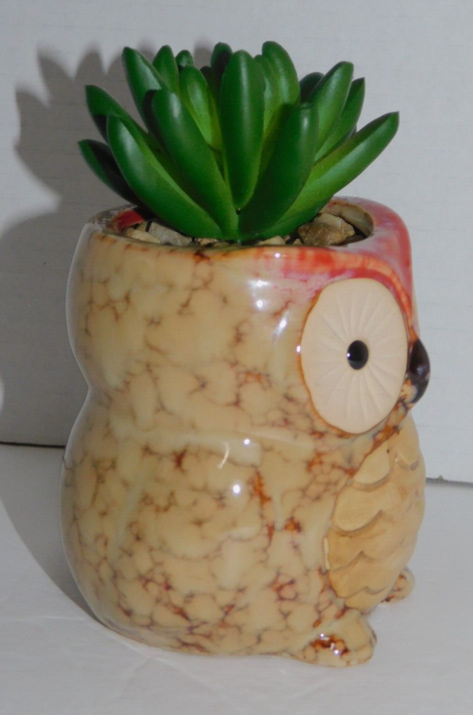 Artificial Succulent Plant in Owl Planter About 4 inch