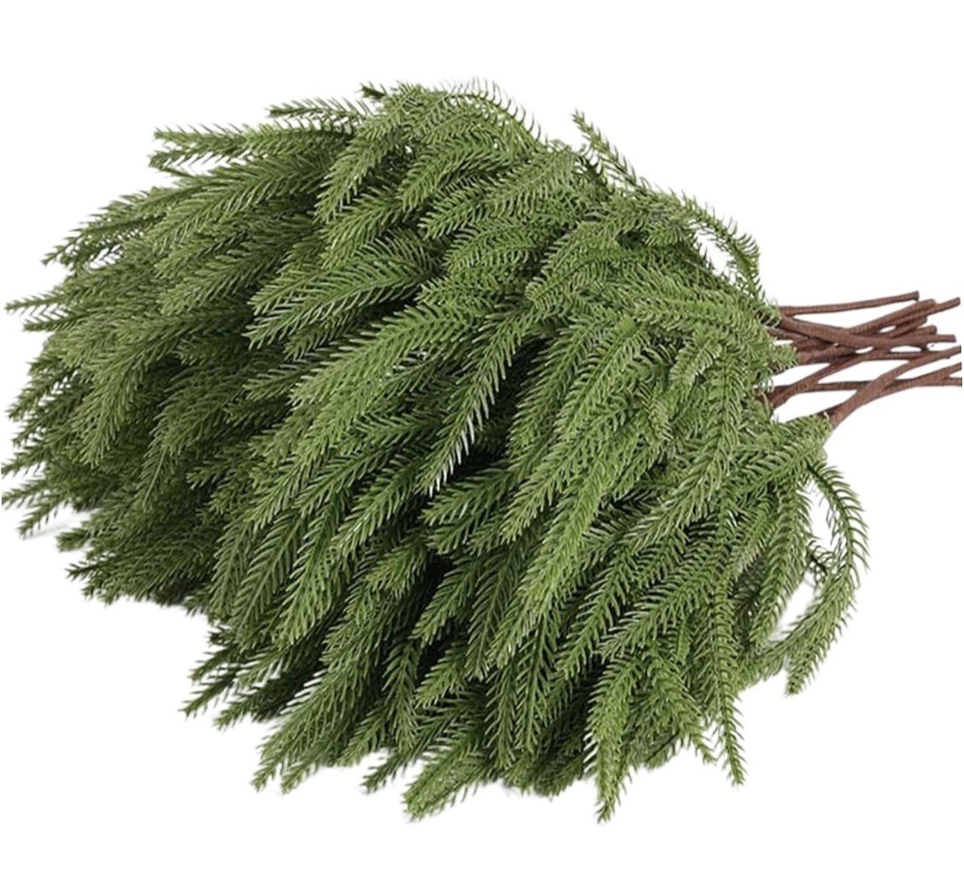 Norfolk Pine Branches 12pcs 18″ Soft Faux In/Out Home Decor Vase Not Inc NIB