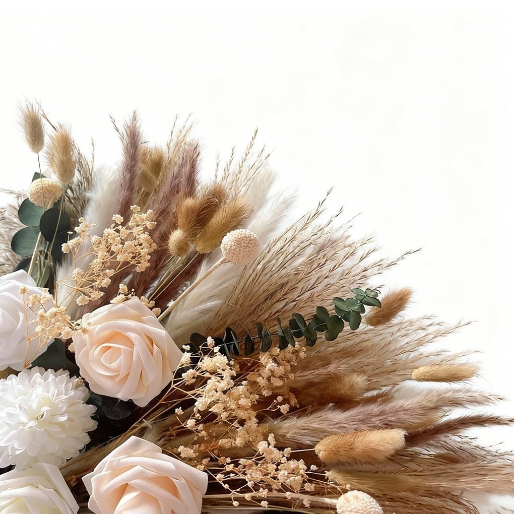 Indoor Artificial Dried Flowers with Vase for Table Top Decor,Natural Dried P…