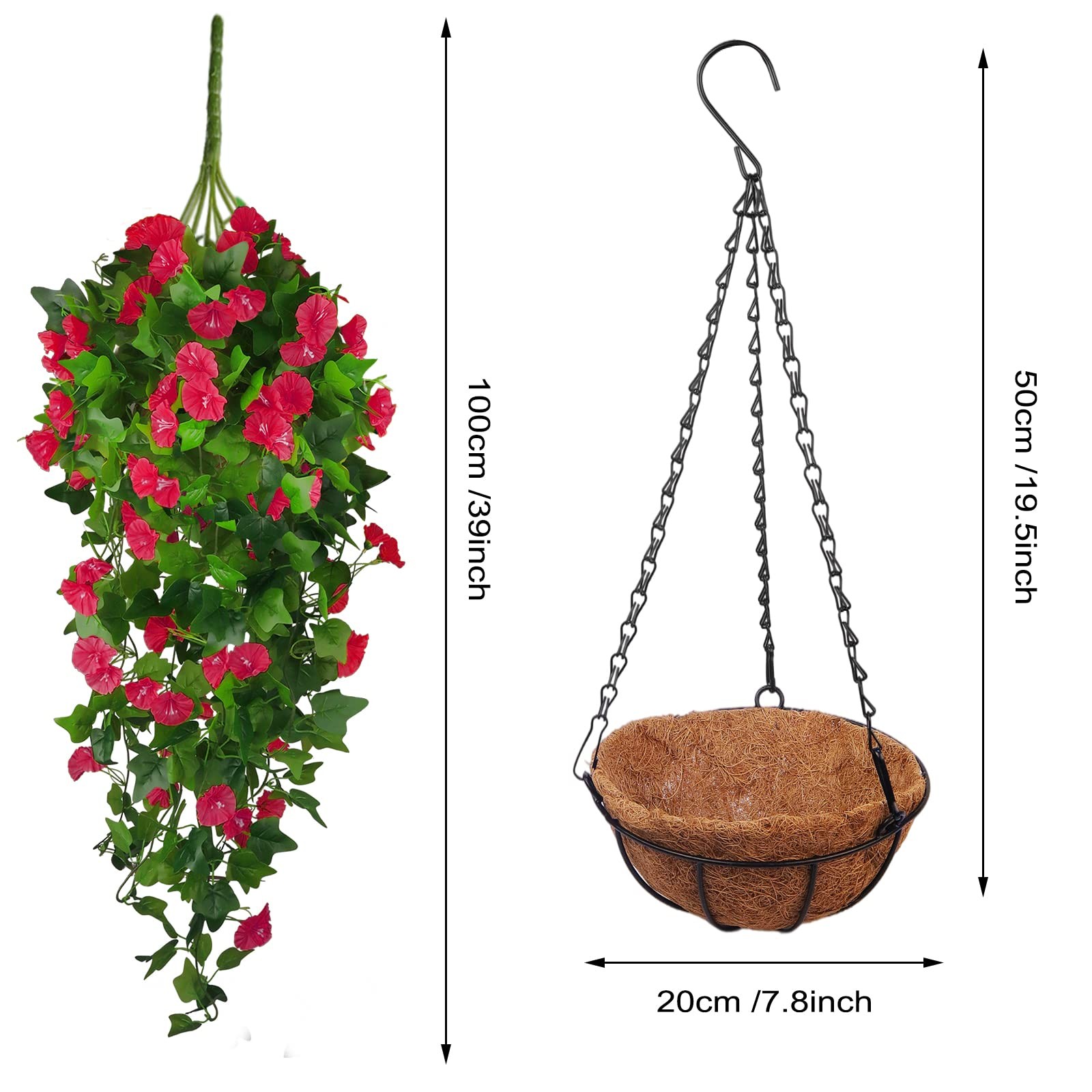 Artificial Fake Hanging Flowers Plants Basket for Spring Outdoor Outside Deco…