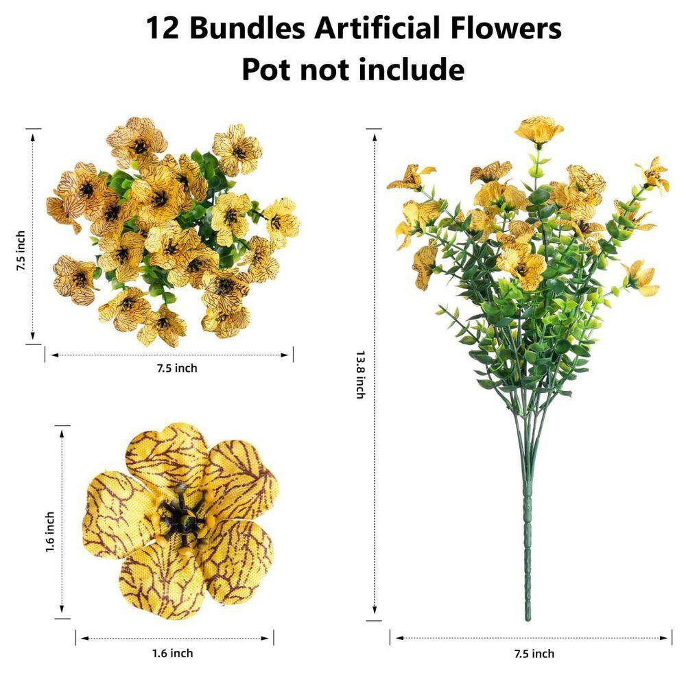 13.8 In. Bundles Yellow Artificial Faux Flowers Silk Daisy with Eucalyptus