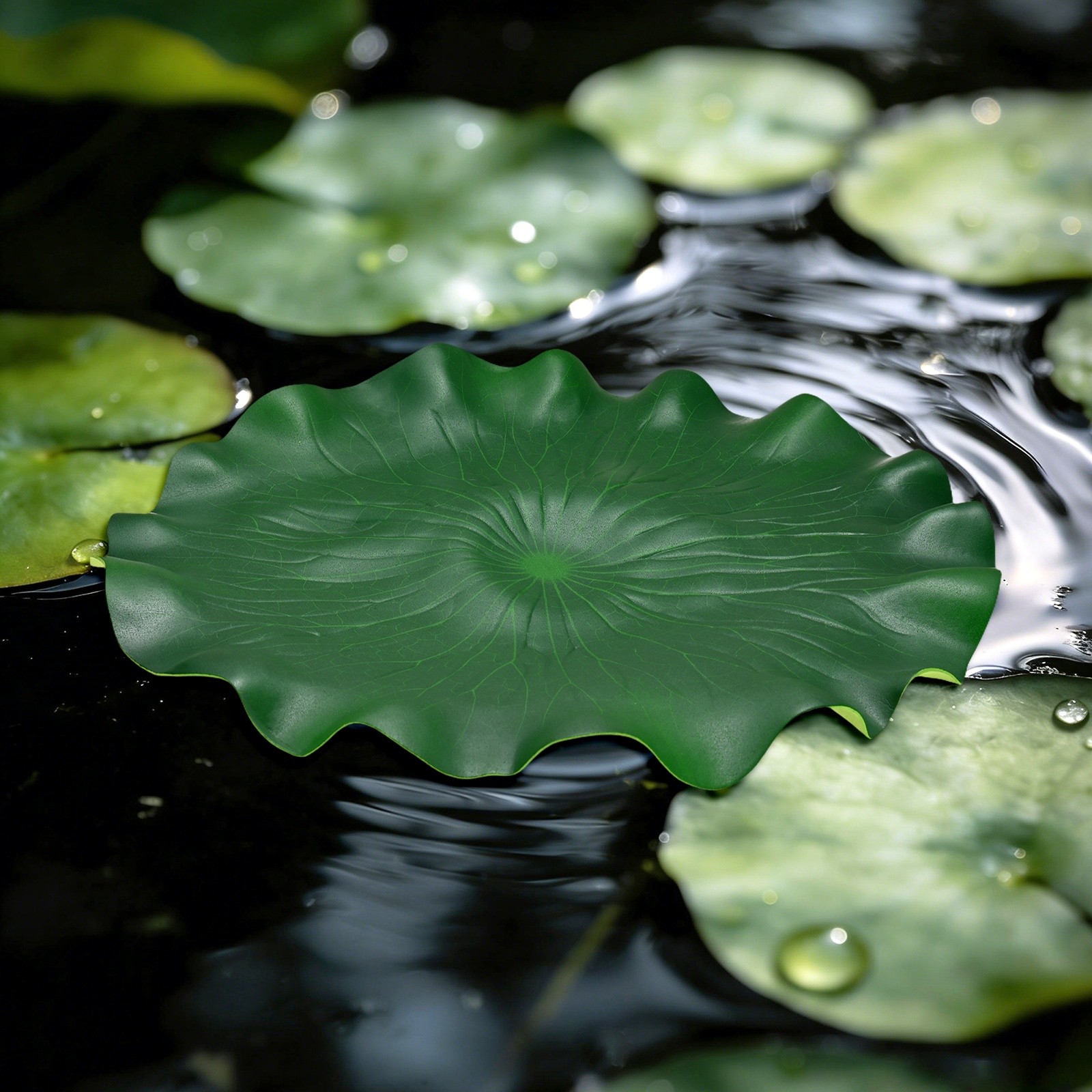 1-Pack Artificial Floating Foam Water Lily Pad Leaves, 16inch/40cm [Green]