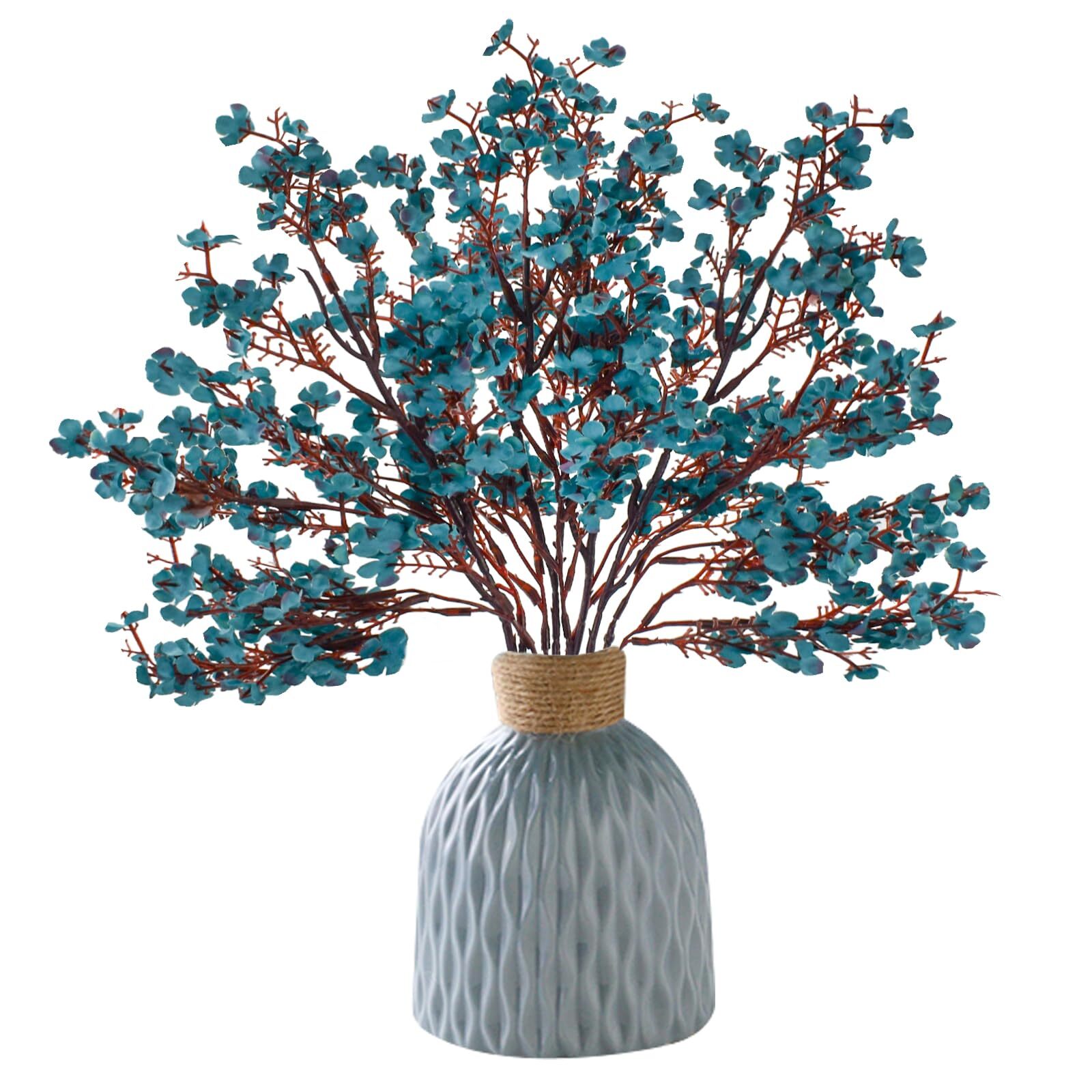 Autumn Blue Babys Breath Artificial Flowers 6Pcs Real Touch Gypsophila Bouquet