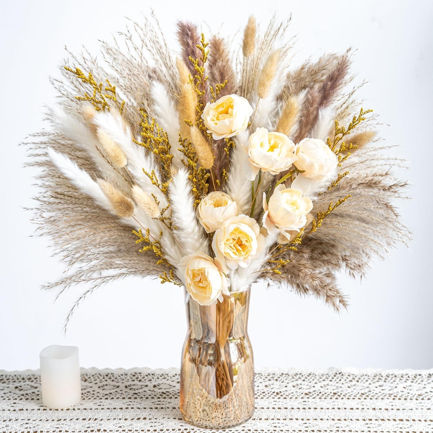 Boho Decor Bouquet – Artificial Flowers and Pampas Grass Decor kit,Mix Dried …
