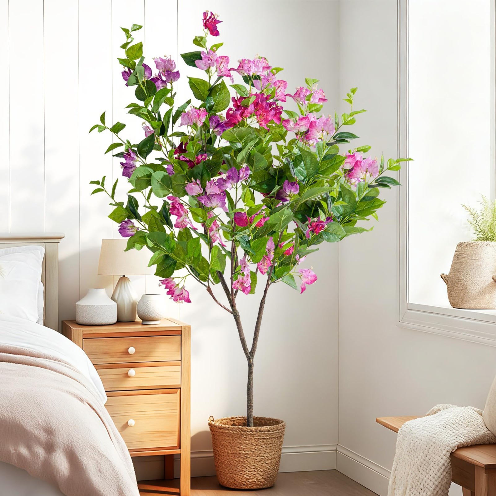 4FT Lifelike Artificial Bougainvillea Tree – Potted Faux Plant for Home, Office,