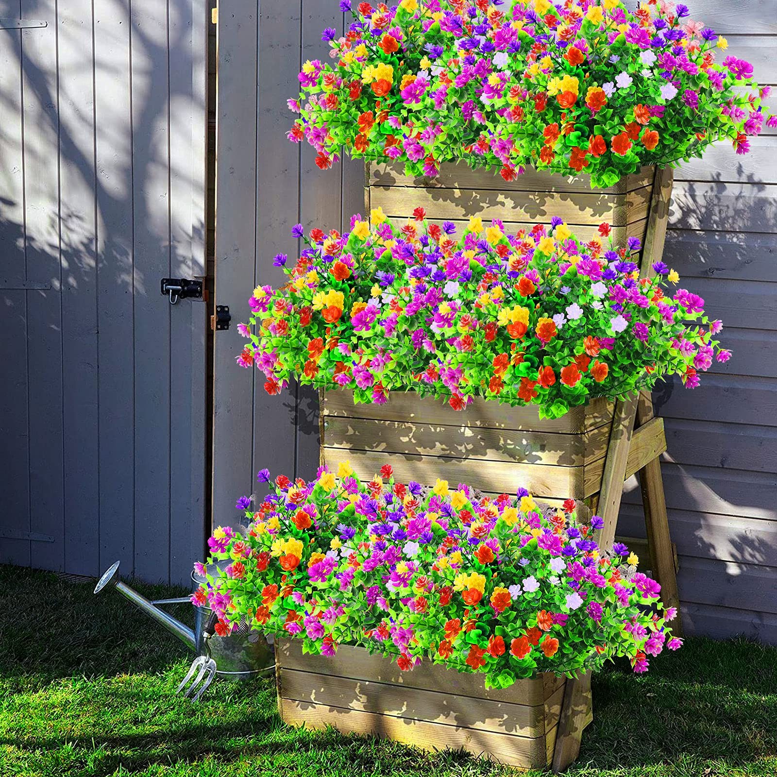 Artificial Fake Plants Flowers for Outdoor Spring Summer Decorarion, 12 Bundl…