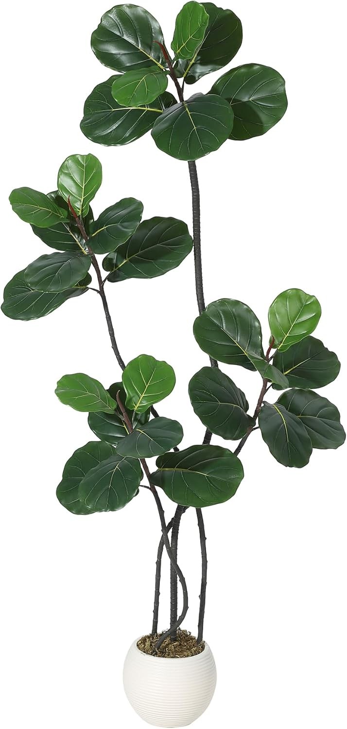 Garvee Faux Fiddle Leaf Tree Artificial Plant,Rubber Leaves with Bendable Boughs