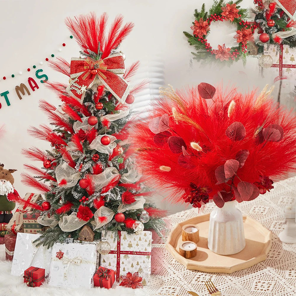 20PCS Artificial Faux Bulk Pampas Grass 55CM Boho Decor Flower Fake Plant Fluffy