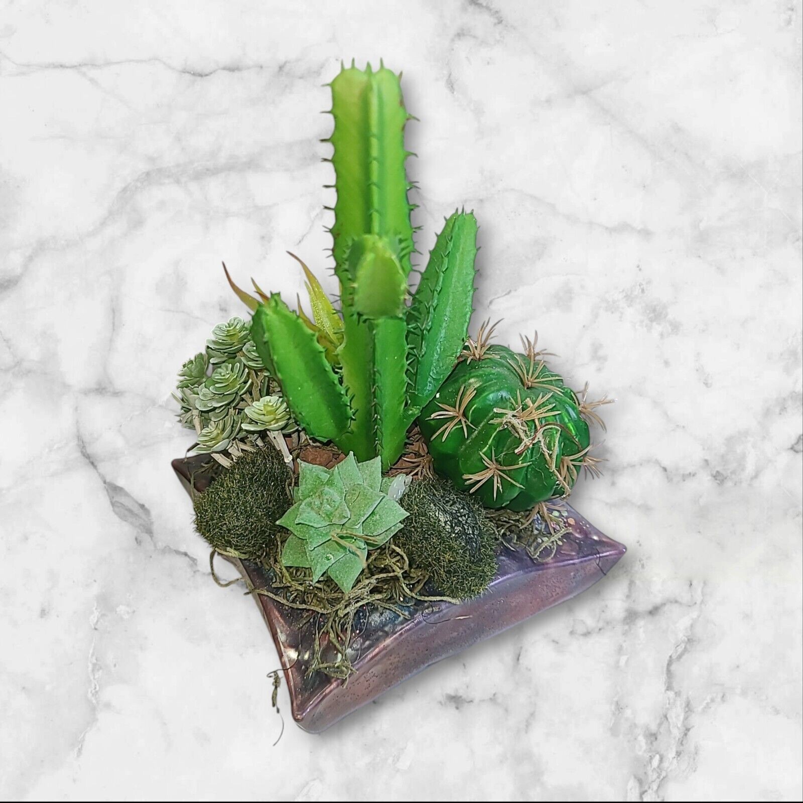 Small Artificial Succulent Flower Arrangement Centerpiece Plant 6″x6″x9″Tall