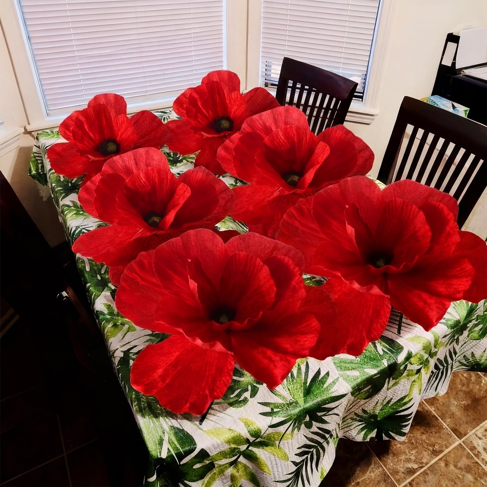 6 Pcs Giant Artificial Poppy Flowers 12, 16, 20 Inch Large Poppy July of 4th …