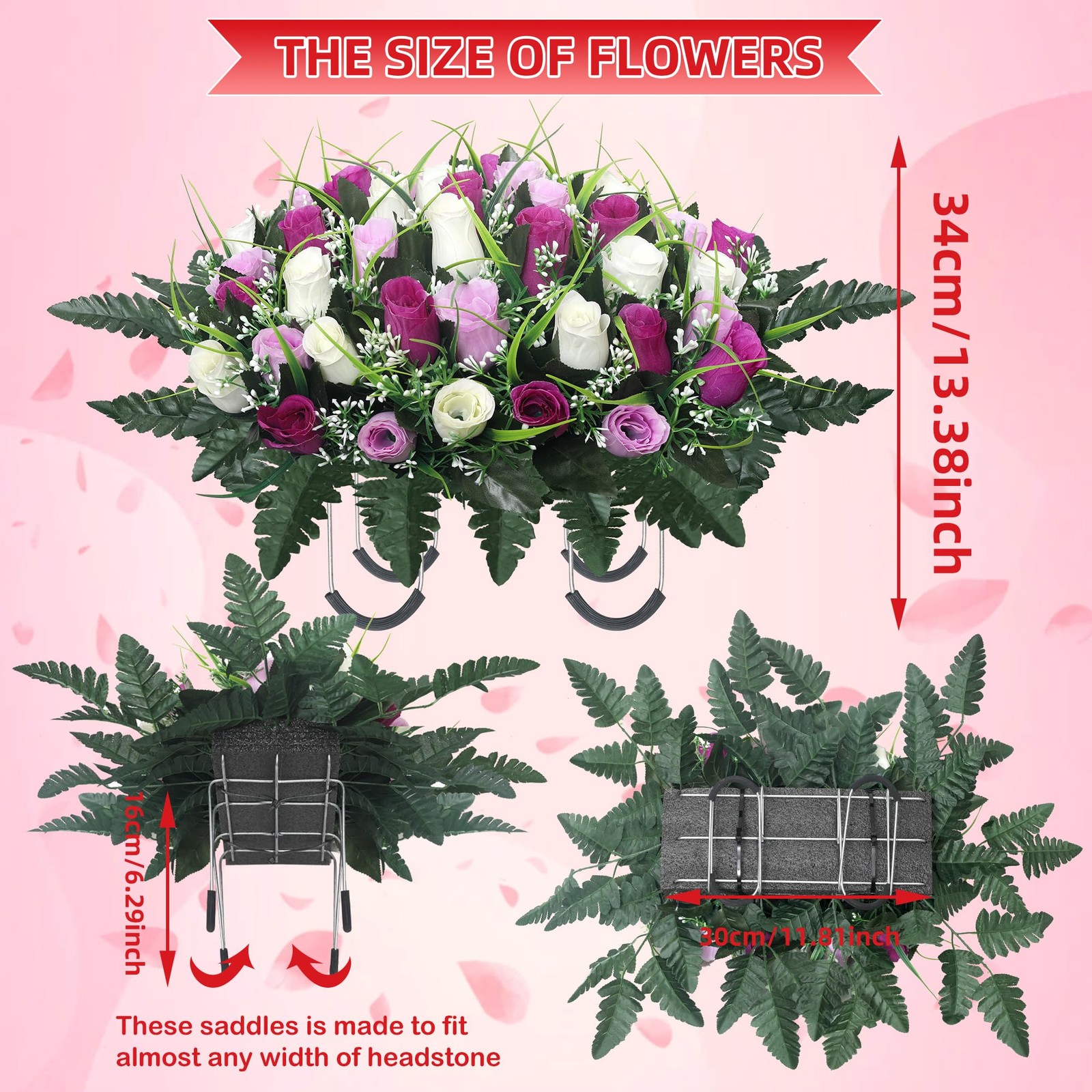 Cemetery Flowers for Grave,Headstone Flower Saddle,Flowers for Cemetery Grave