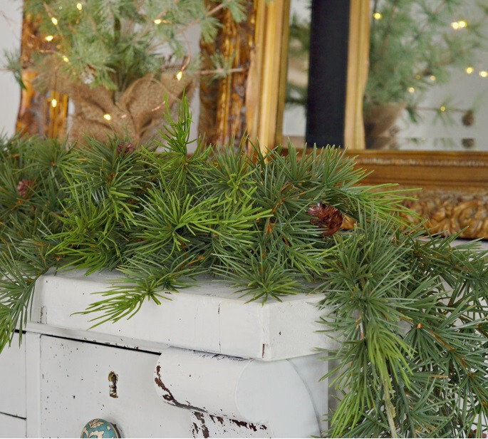 Realistic Look Weatherproof Wispy Pine 6 Foot Garland with Pinecone Accents
