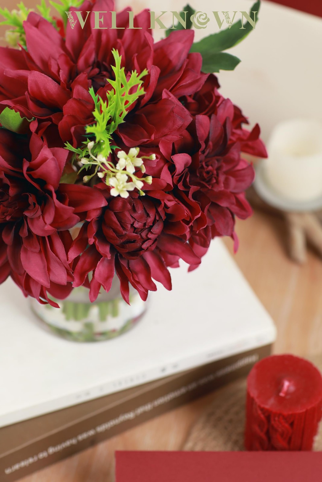 Artificial Flowers in Vase, Silk Faux Flower Arrangements in Vase with Faux W…