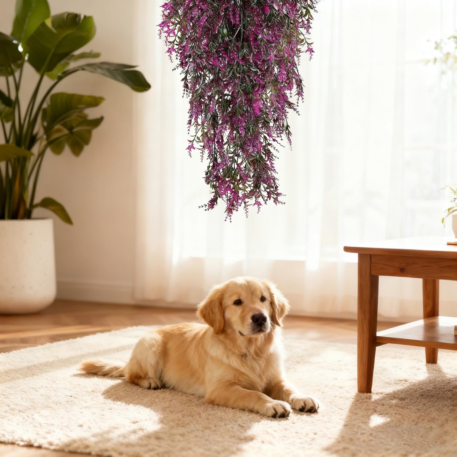 4 Pieces Artificial Flowers Hanging Plant UV Resistant Backdrop Decor Hanging…