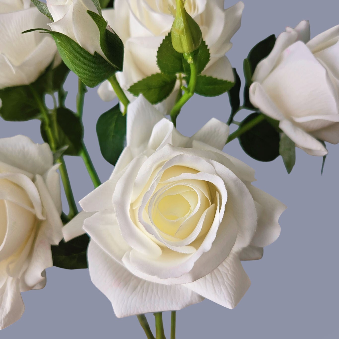 10pcs Artificial 3-Head Roses – Each Stem Features 2 Full Blooms and 1 Bud.Gift
