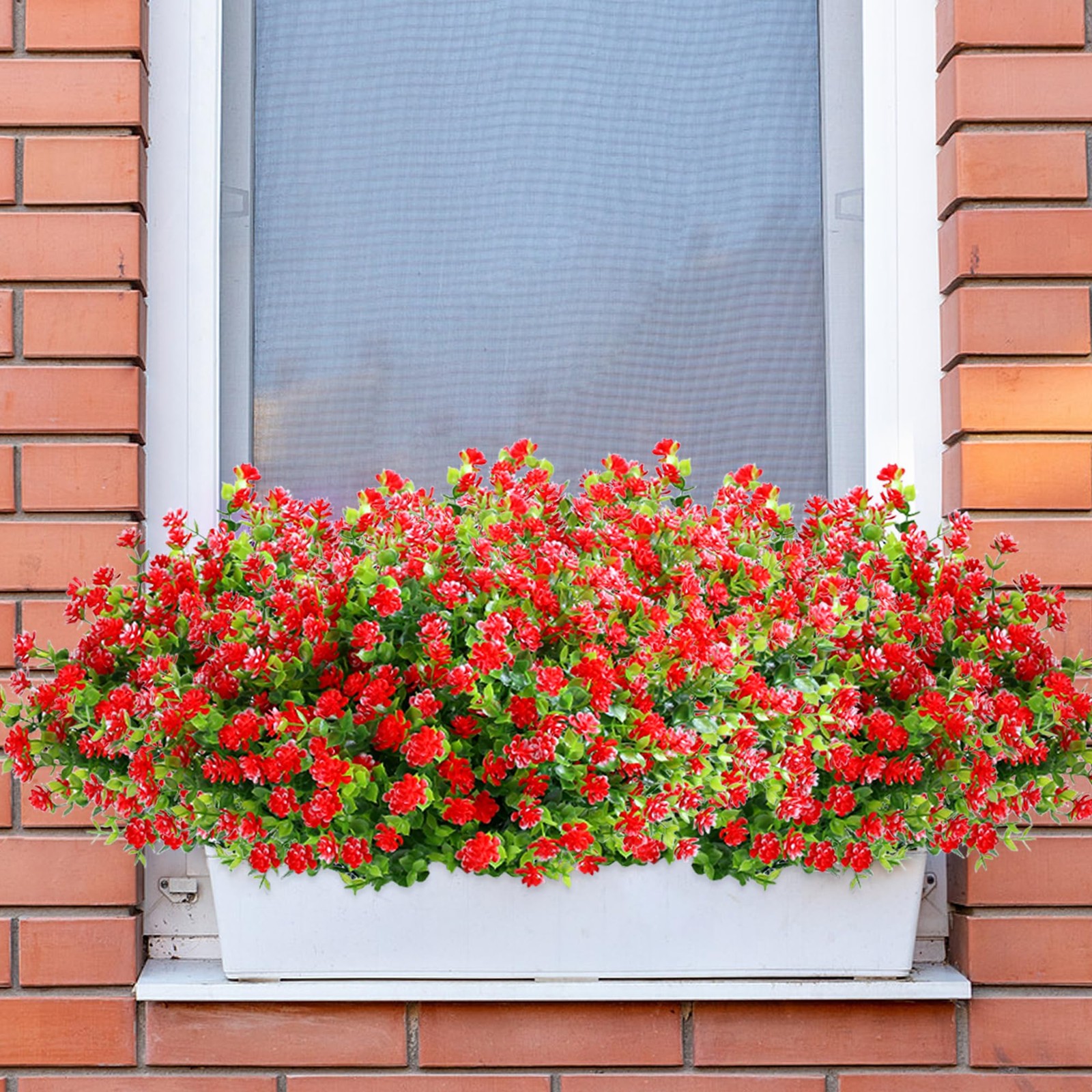 SITUMEIZI 8 Bundles Red Artificial Flowers 14.1 inches (36cm) per shrub,