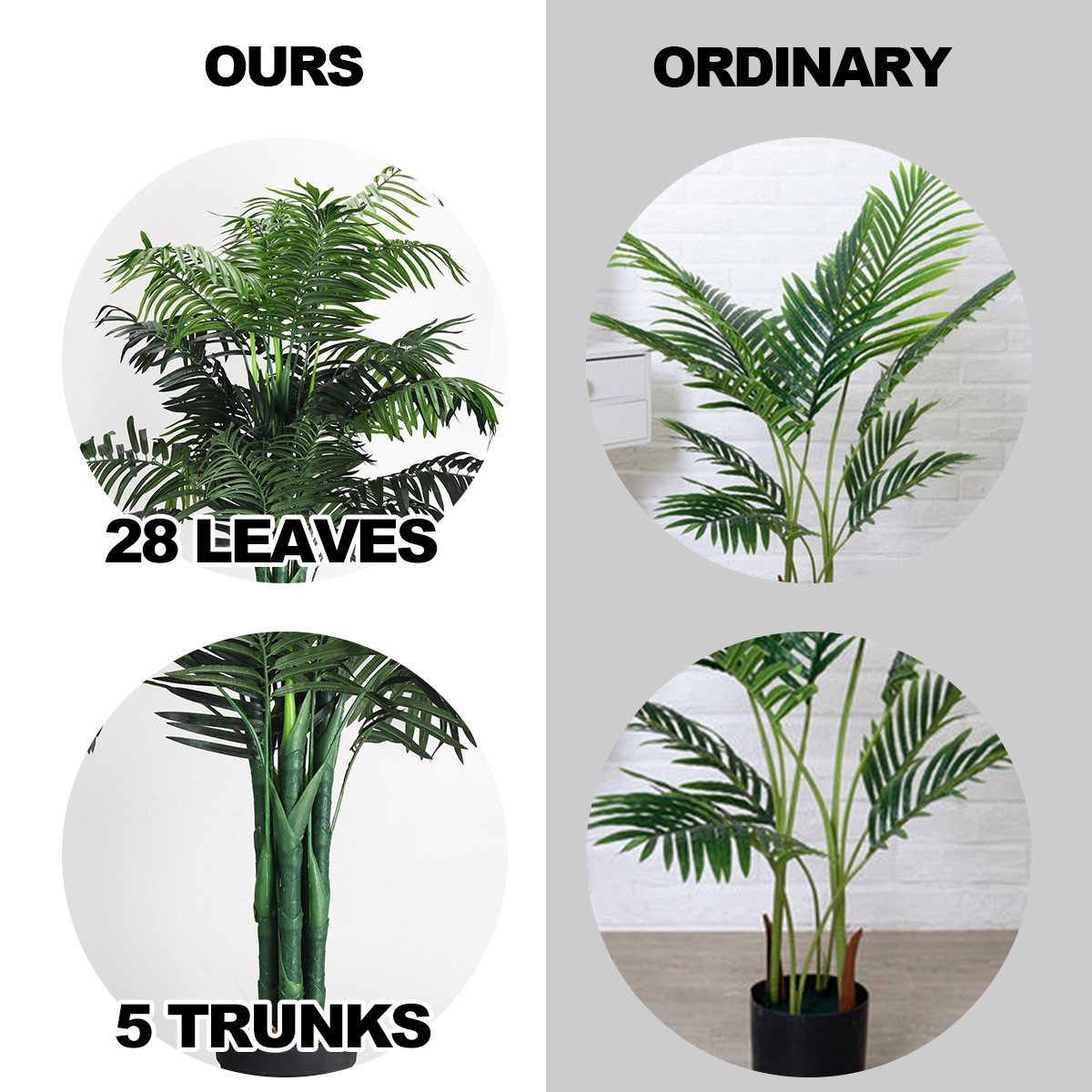 3.5-Ft Artificial Areca Palm Decorative Silk Tree w/ Base In/Outdoor Living Room