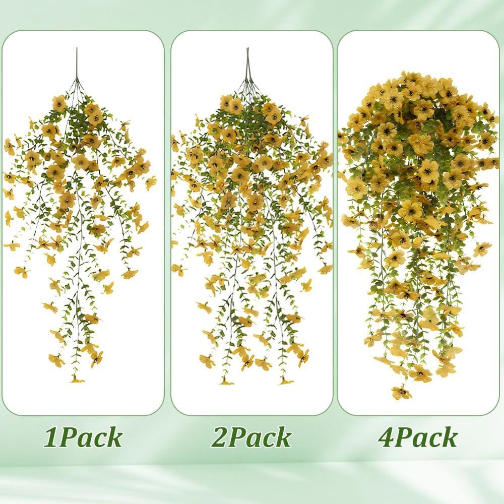 Artificial Hanging Flowers UV Resistant Faux Silk Violet Vines Plants Home Decor