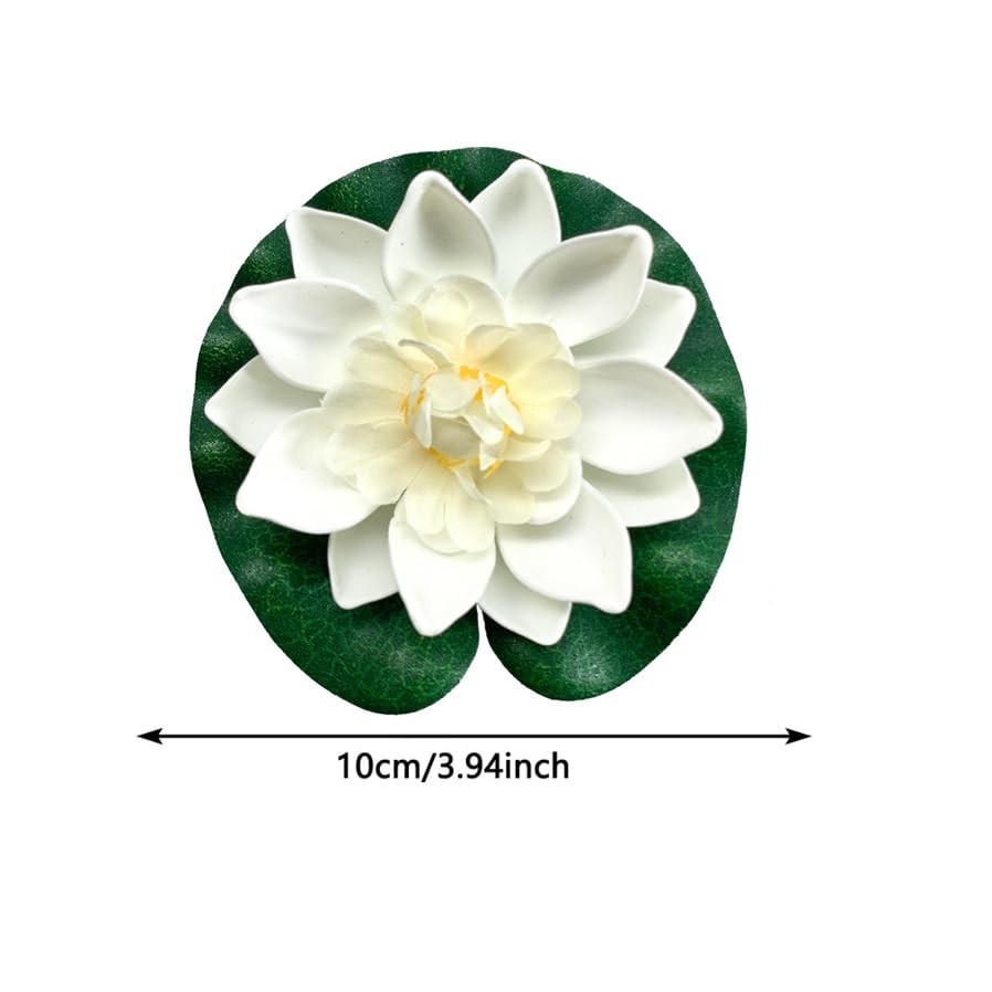 MHYGKTXRA 4 Pcs Artificial Floating Foam Lotus Flower with Water Lily Pad, Li…