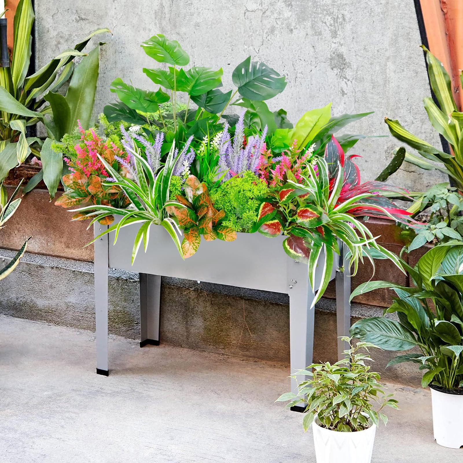 18 PCS Artificial Flowers for Outdoor, UV Resistant Fake Plants, Faux Plastic…