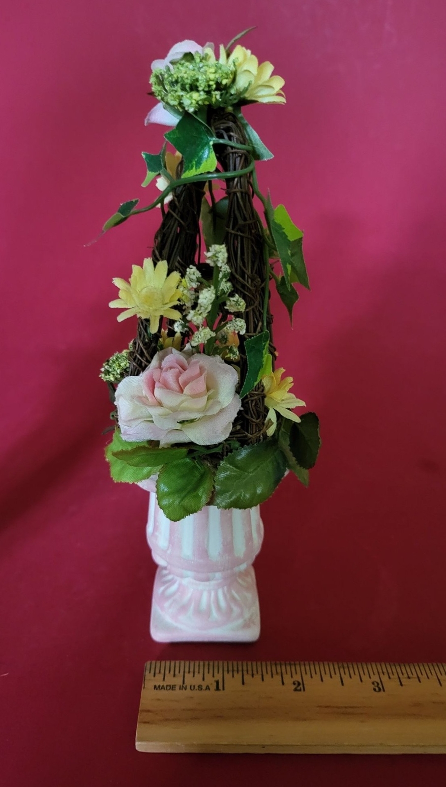 Mini Artificial Flower Potted Planter Decor 7″ Set of 2